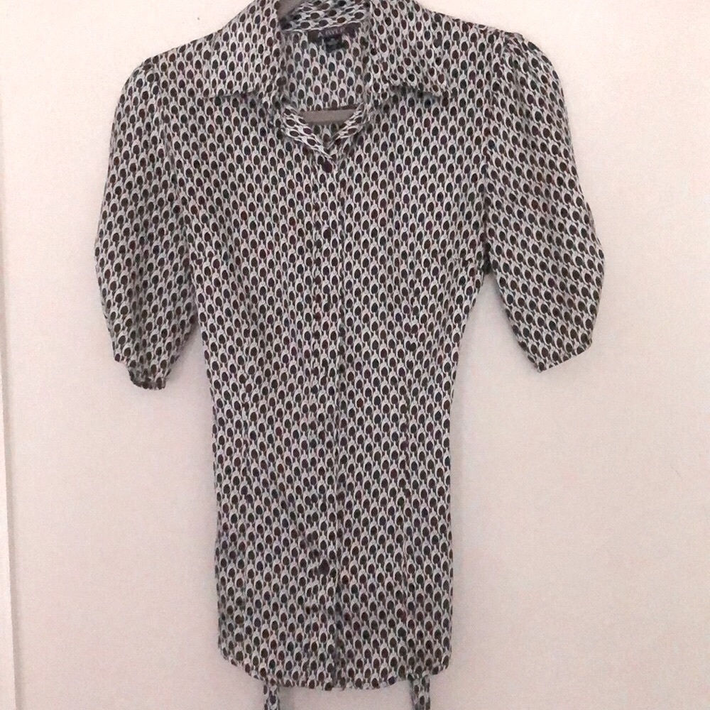 Black and Grey Short Sleeve Button Down Shirt